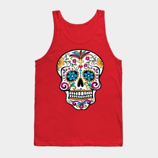 White Sugar Skull Design Tank Top